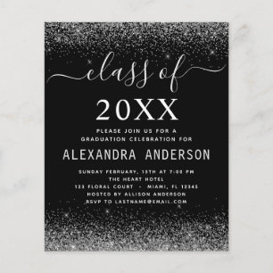 Budget Class of 2022 Photo Graduation Silver Black Flyer