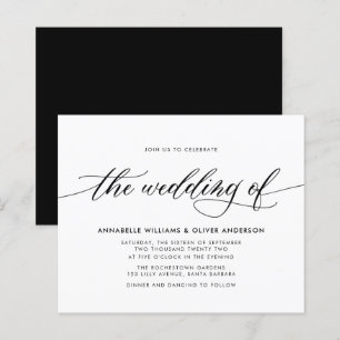 Budget Classic Black & White Wedding Invitation