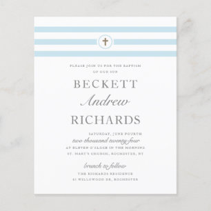 Budget Classic Blue Boys Baptism Invitation