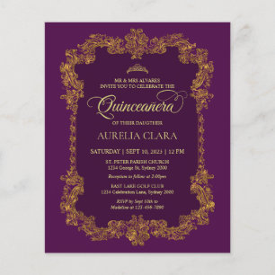 Budget Classic Elegant Purple Gold Quinceanera