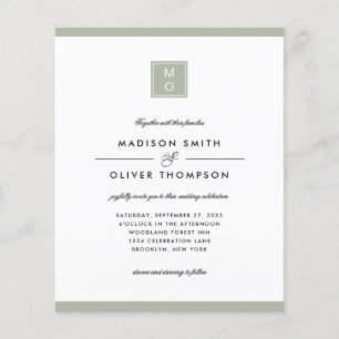 BUDGET Classic Elegant Sage Green Monogram Wedding