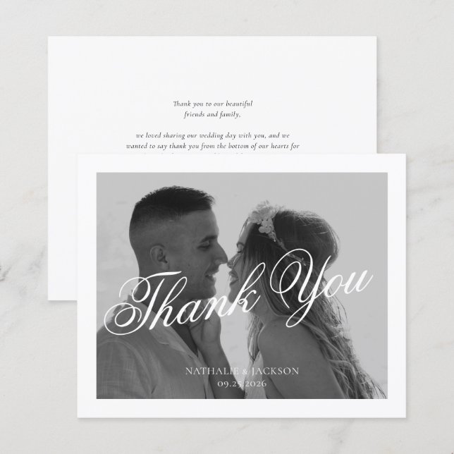 BUDGET Classic Elegant Script Photo Wedding (Front/Back)