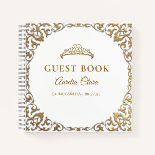 Budget Classic Gold White Quinceañera Guest Book