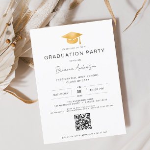 Budget Classic Minimalist Gold QR Code Graduation