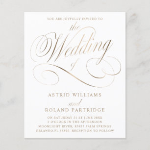 Budget Classic Script White & Gold Wedding 