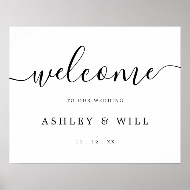 Budget Classic Wedding Calligraphy Welcome Poster (Front)