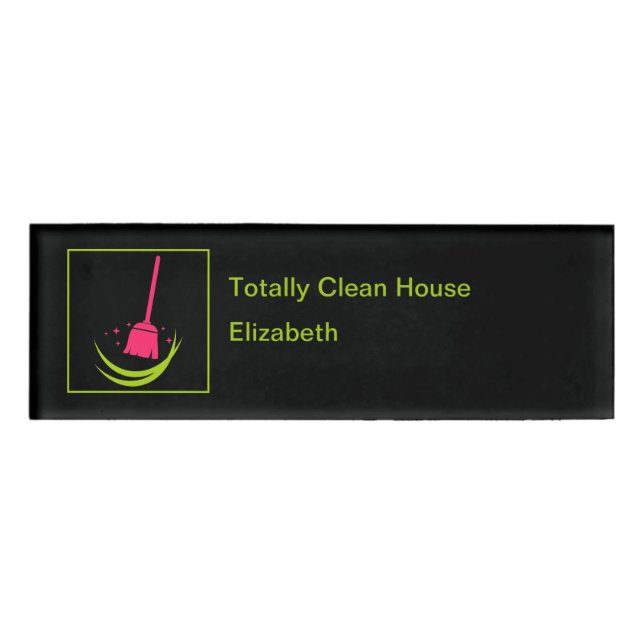 Budget Cleaning Business Employee Name Tags (Front)