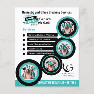 ⭐️BUDGET Cleaning Services DIY Template Teal Blue Flyer