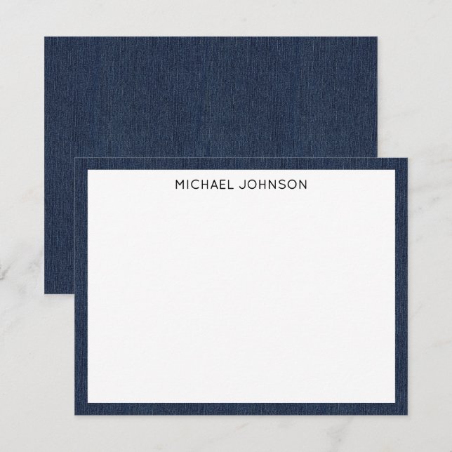 Budget Client Gift, Name, Dark Blue Denim Print Card (Front/Back)