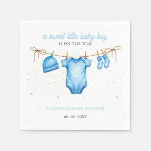 Budget Clothesline Blue Boy Baby Shower invitation Napkin