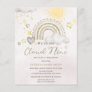 Budget Cloud Nine Boho Baby Shower Invitation