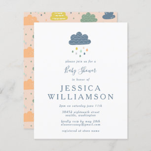 Budget Clouds and Raindrops in Blue Baby Shower 