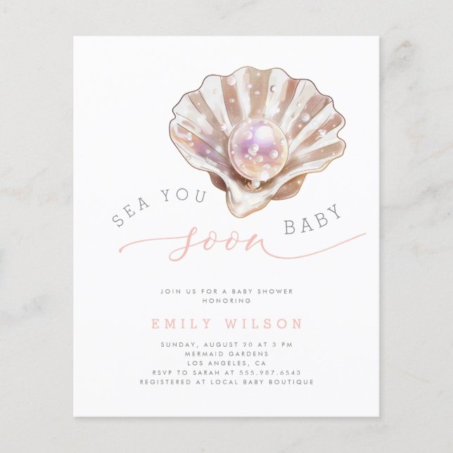Budget Coastal Sea You Soon Baby Shower Invites Flyer (Front)