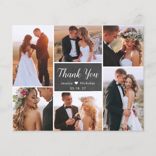 Budget Collage Typography Wedding Thank You  Flyer (Front)