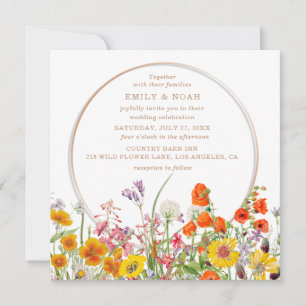 Budget Colorful Wild Flowers Country Boho Wedding Invitation