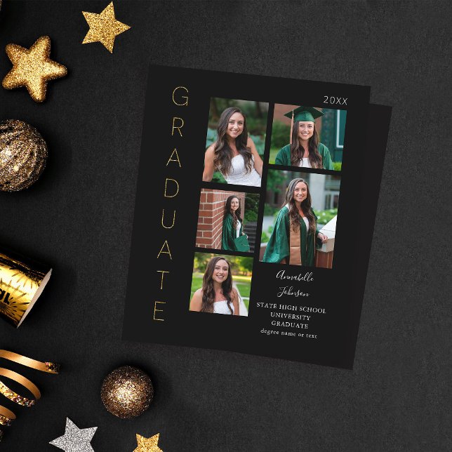 Budget Colour Glow- Gold & Black Graduate 6 Photo (Creator Uploaded)