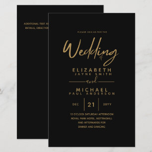BUDGET Colour Trends GOLD Wedding Invite Modern