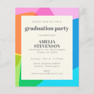 Budget Colourful Abstract Graduation Party Invite
