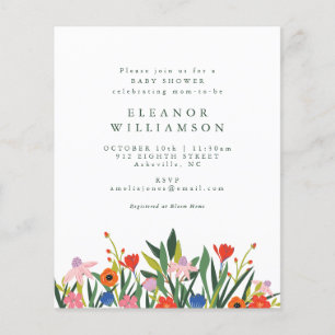 Budget Colourful Garden Floral Baby Shower Invite