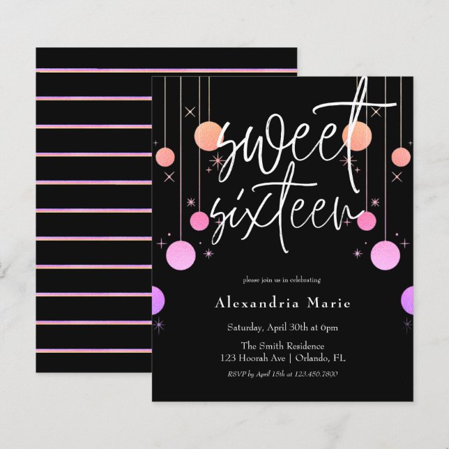 Budget Colourful Glitter Glam Sweet 16 Birthday (Front/Back)