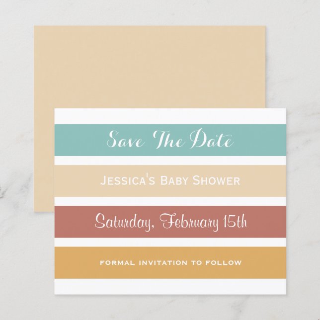 Budget Colourful Pastel Stripes Save the Date (Front/Back)