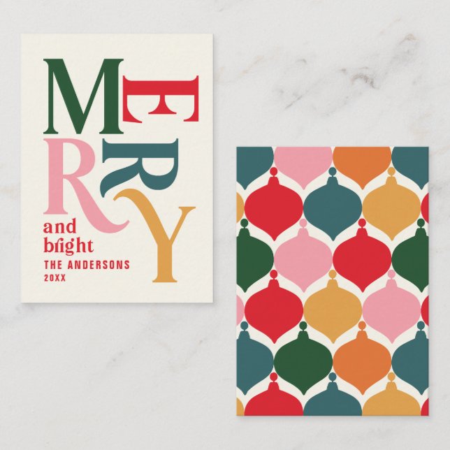 budget Colourful vintage merry chritsmas holiday Card (Front/Back)