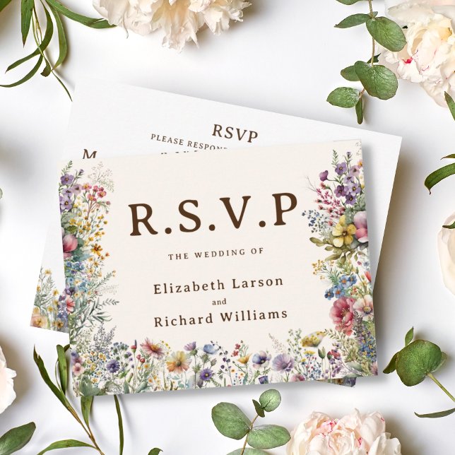 Budget Colourful Wildflower Floral Watercolor RSVP Card (Budget Colorful Wildflower Floral Watercolor Wedding)