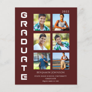 Budget Colours White & Maroon Graduate Multi Photo Flyer
