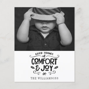 Budget Comfort and Joy Modern Rustic Holiday Card 