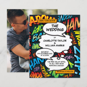 Budget Comic Book Photo Wedding Invitation