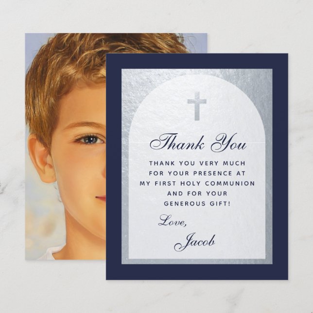 Budget Communion Marine Blue Silver Carte de remer (Devant / Derrière)