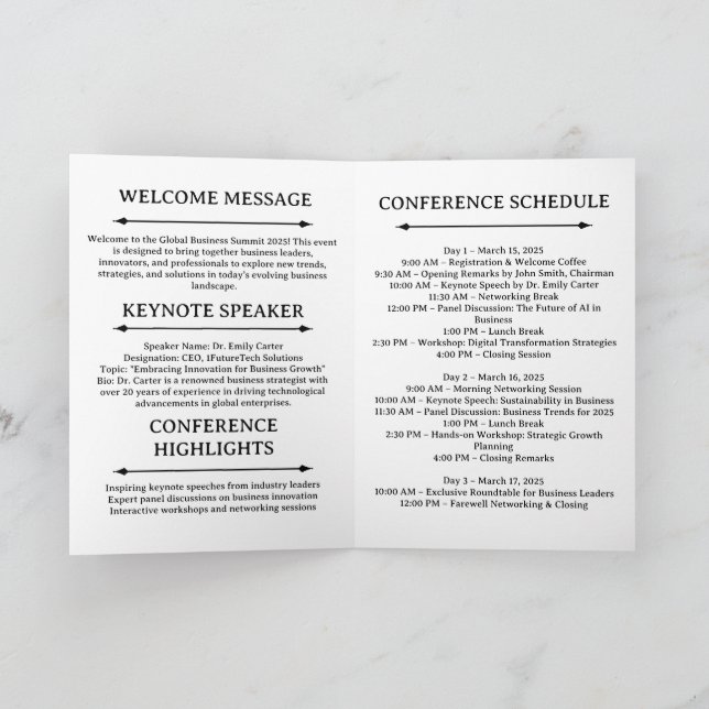 Budget Conference Event Business Meeting Schedule  Program (Inside)