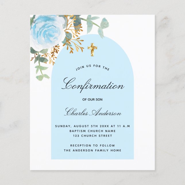Budget confirmation eucalyptus blue boy floral (Front)
