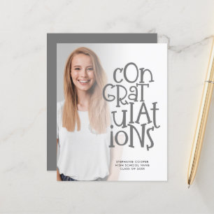 Budget Congrats Photo Grey Graduation Announcement