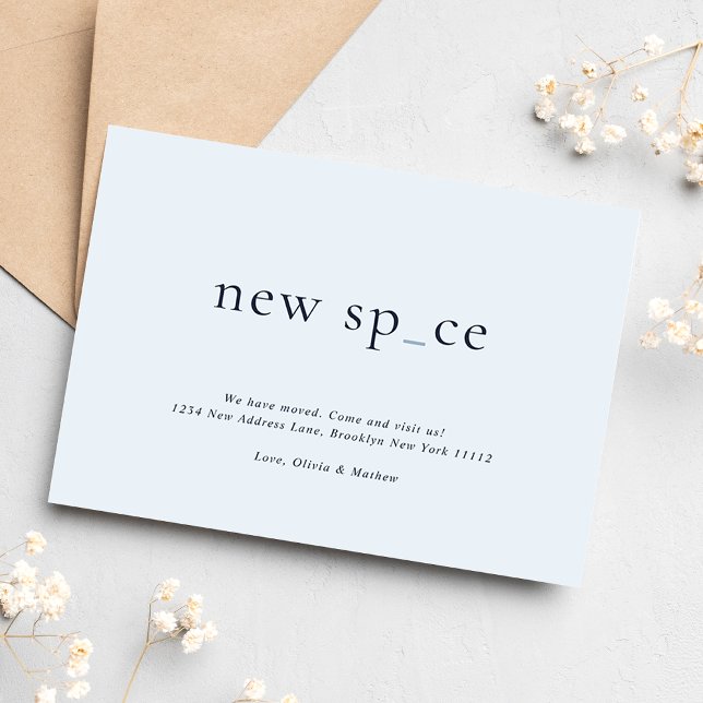 BUDGET Cool Blue Navy New Place New Space Moving Card (Creator Uploaded)