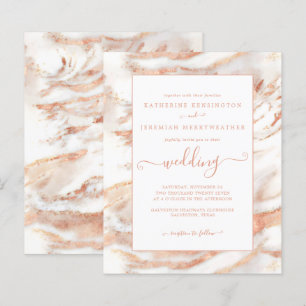 Budget Copper Rose Gold Marble Wedding Invitation