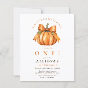 Budget Coquette Bow Pumpkin Fall Birthday Invite