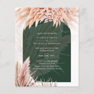 BUDGET Coral Pampas Grass Green Wedding Flyer