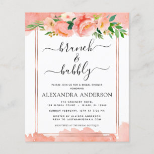 Budget Coral Peach Brunch & Bubbly Bridal Shower