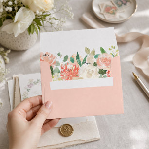 Budget Coral Peach Floral A7 Envelope