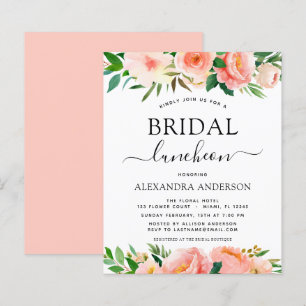 Budget Coral Peach Floral Bridal Shower Luncheon