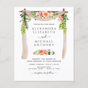 Budget Coral Peach Floral Photo Arch Wedding Flyer