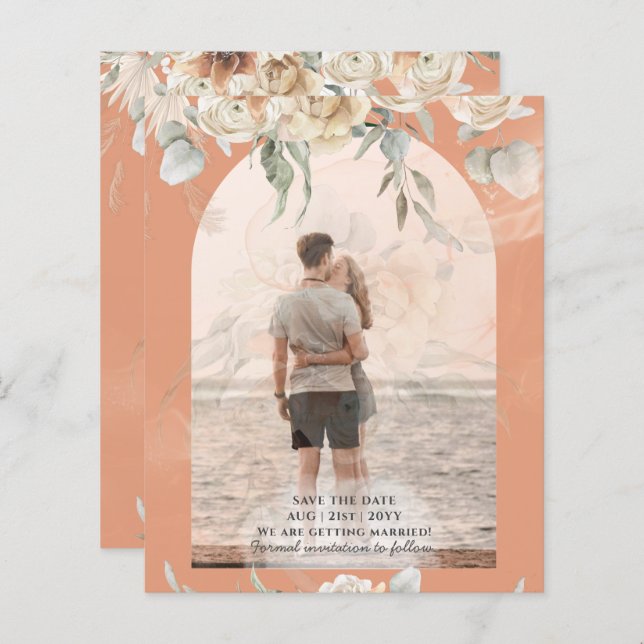 BUDGET Coral Terracotta Pampas Grass Wedding (Front/Back)