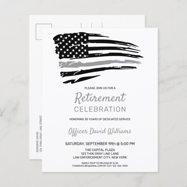 Budget Correctional Officer Retirement Party Invit (Front/Back)