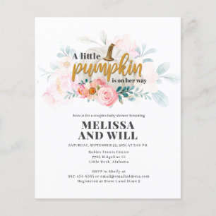 Budget Couples Girl Baby Shower Pumpkin Invitation