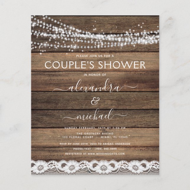Budget Couple's Shower Rustic Farmhouse Flyer (Front)