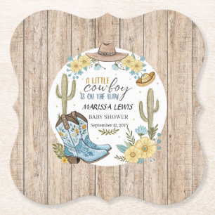 Budget cowboy Bleu Yellow Western boots felt hat Paper Coaster