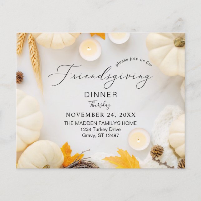 Budget Cozy Friendsgiving Pumpkin Dinner Flyer (Front)