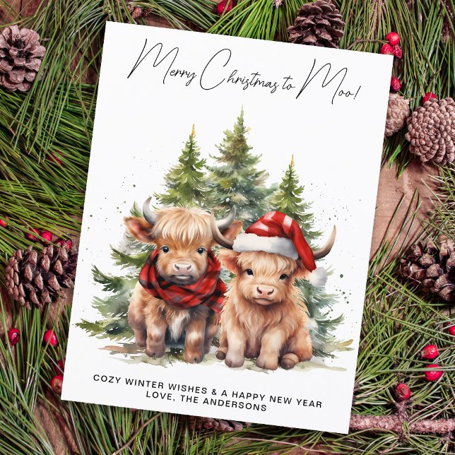Budget Cozy Highland Cow Calf Farm Merry Christmas (Creator Uploaded)