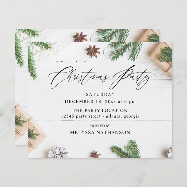 Budget Cozy Rustic Pine Leaves Christmas (Front/Back)